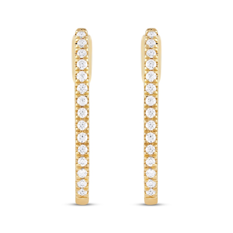 Round-Cut Diamond Oblong Hoop Earrings 1/5 ct tw 10K Yellow Gold | Kay