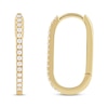 Thumbnail Image 3 of Round-Cut Diamond Oblong Hoop Earrings 1/5 ct tw 10K Yellow Gold