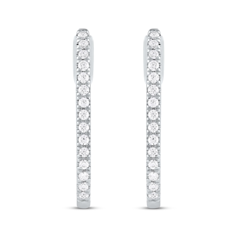 Round-Cut Diamond Oblong Hoop Earrings 1/5 ct tw Sterling Silver | Kay