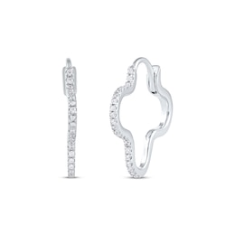 Round-Cut Diamond Clover Hoop Earrings 1/4 ct tw Sterling Silver