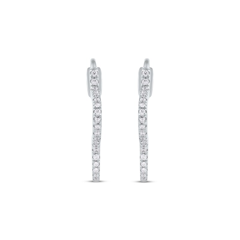 Main Image 2 of Round-Cut Diamond Clover Hoop Earrings 1/4 ct tw Sterling Silver