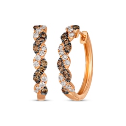 Le Vian Chocolate Twist Diamond Hoop Earrings 3/4 ct tw 14K Strawberry Gold