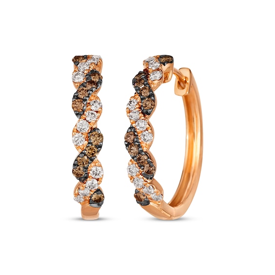 Le Vian Chocolate Twist Diamond Hoop Earrings 3/4 ct tw 14K Strawberry Gold