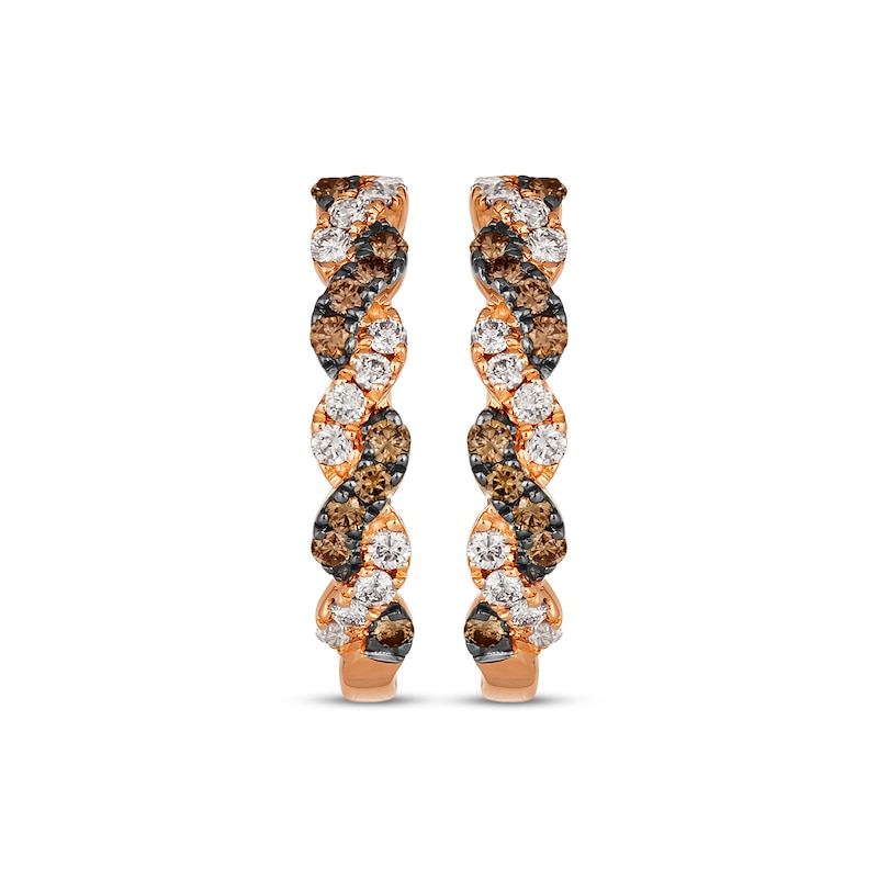 Main Image 2 of Le Vian Chocolate Twist Diamond Hoop Earrings 3/4 ct tw 14K Strawberry Gold