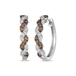 Le Vian Chocolate Twist Diamond Hoop Earrings 3/4 ct tw 14K Vanilla Gold