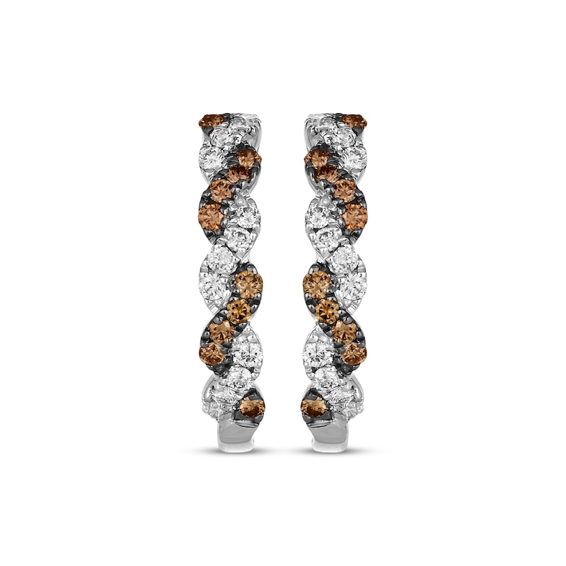 Main Image 2 of Le Vian Chocolate Twist Diamond Hoop Earrings 3/4 ct tw 14K Vanilla Gold