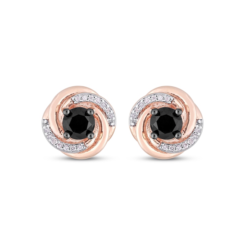 Round-Cut Black & White Diamond Stud Earrings 1-1/10 ct tw 10K Rose Gold