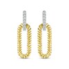 Thumbnail Image 2 of Round-Cut Diamond Paperclip Drop Earrings 1/15 ct tw Sterling Silver & 10K Yellow Gold