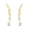 Thumbnail Image 1 of Round-Cut Diamond Curved Climber Earrings 1/4 ct tw 10K Yellow Gold