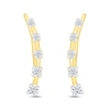 Thumbnail Image 2 of Round-Cut Diamond Curved Climber Earrings 1/4 ct tw 10K Yellow Gold