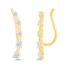 Thumbnail Image 2 of Round-Cut Diamond Curved Climber Earrings 1/4 ct tw 10K Yellow Gold