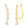 Thumbnail Image 3 of Round-Cut Diamond Curved Climber Earrings 1/4 ct tw 10K Yellow Gold