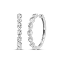 Every Moment Round-Cut Diamond Hoop Earrings 1/5 ct tw 14K White Gold