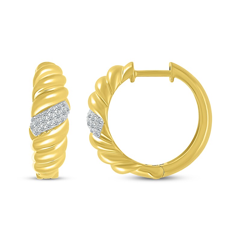 RoundCut Diamond Twist Hoop Earrings 1/4 ct tw 10K Yellow Gold Kay