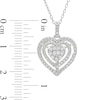 Tapered Baguette & Round-Cut Diamond Heart Necklace & Earrings Gift Set 1/4 ct tw Sterling Silver 18"