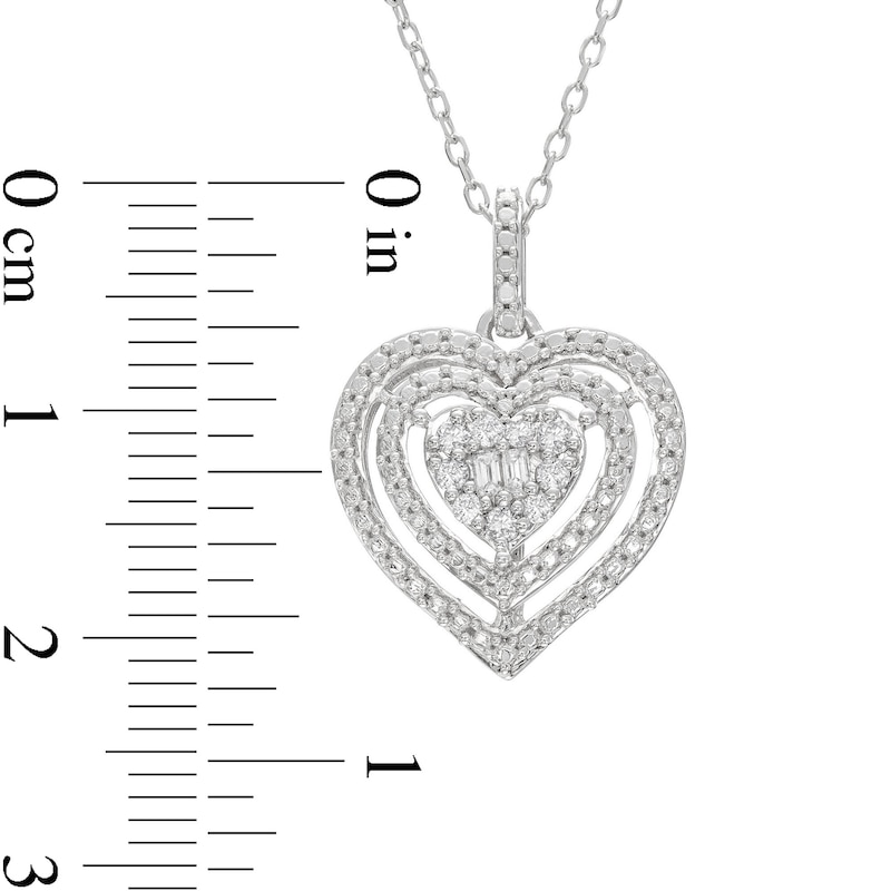 Tapered Baguette & Round-Cut Diamond Heart Necklace & Earrings Gift Set 1/4 ct tw Sterling Silver 18"