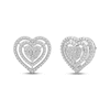 Tapered Baguette & Round-Cut Diamond Heart Necklace & Earrings Gift Set 1/4 ct tw Sterling Silver 18"