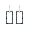 Thumbnail Image 1 of Round-Cut Black Diamond Rectangle Drop Earrings 1/4 ct tw Sterling Silver