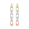 Thumbnail Image 1 of Round-Cut Diamond Paperclip Dangle Earrings 1/10 ct tw 10K Tri-Tone Gold