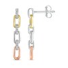 Thumbnail Image 2 of Round-Cut Diamond Paperclip Dangle Earrings 1/10 ct tw 10K Tri-Tone Gold