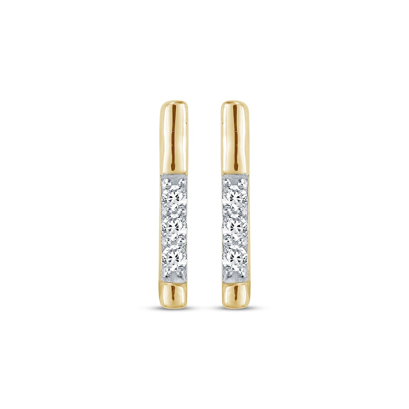 Diamond Accent Three-Stone Linear Stud Earrings 10K Yellow Gold | Kay