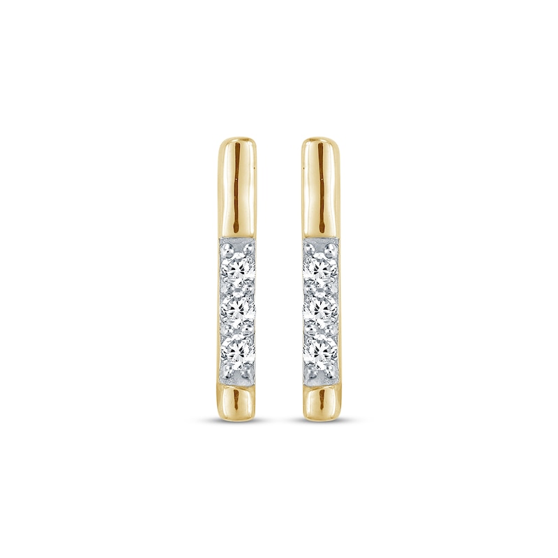 Main Image 2 of Diamond Accent Three-Stone Linear Stud Earrings 10K Yellow Gold