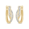 Thumbnail Image 2 of Baguette & Round-Cut Diamond Crossover Hoop Earrings 1/2 ct tw 10K Yellow Gold