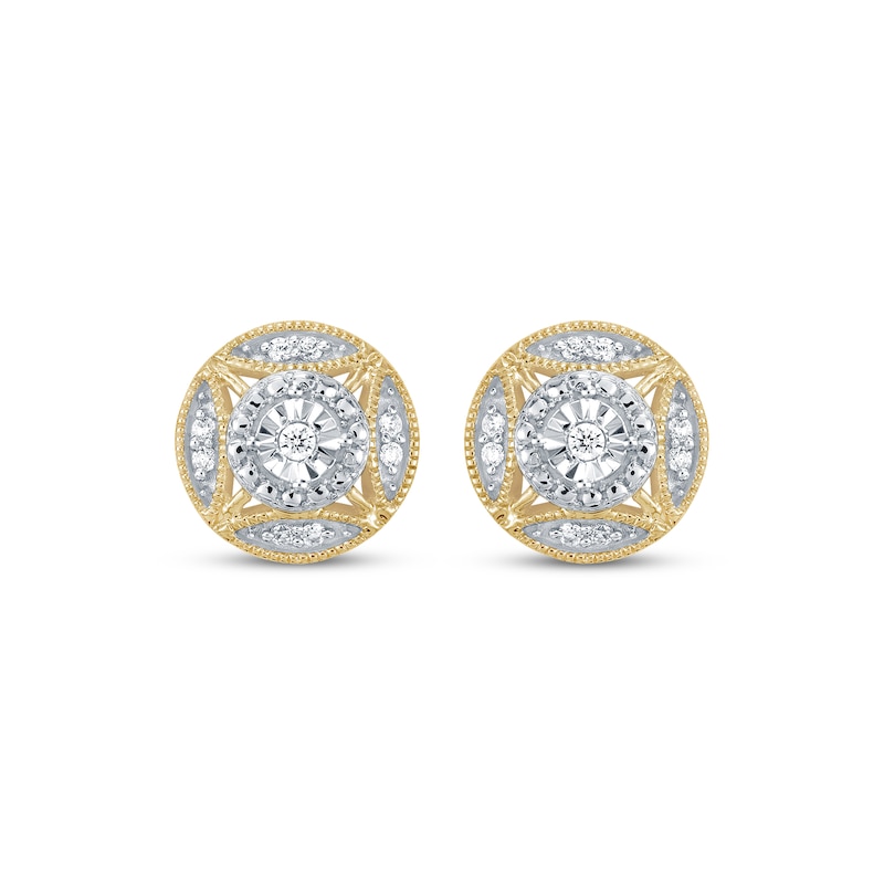 Main Image 2 of Vintage-Style Round-Cut Diamond Stud Earrings 1/15 ct tw 10K Yellow Gold