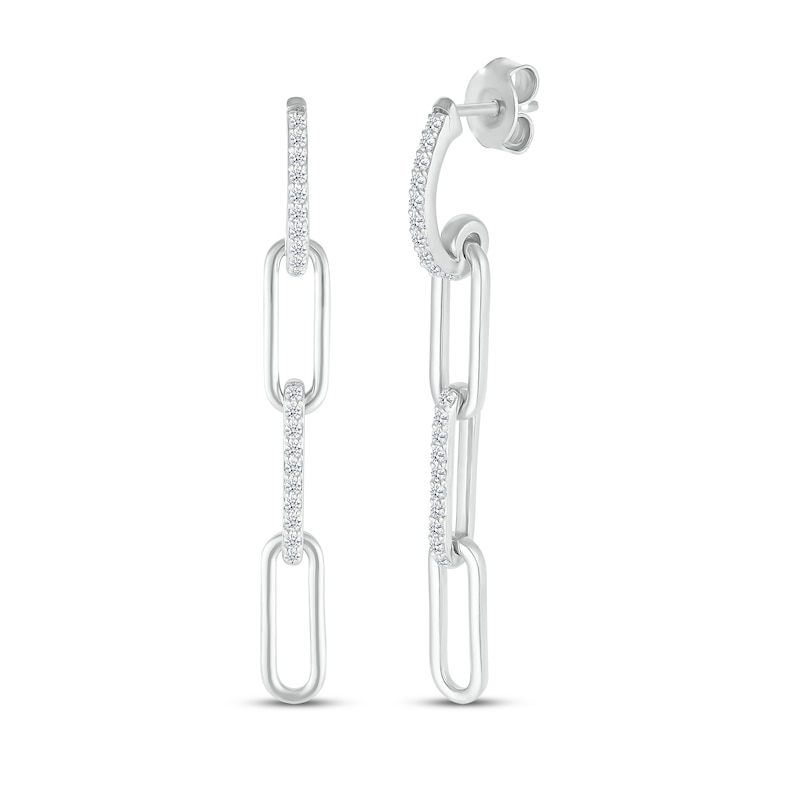 Main Image 1 of Diamond Paperclip Dangle Earrings 1/4 ct tw Sterling Silver