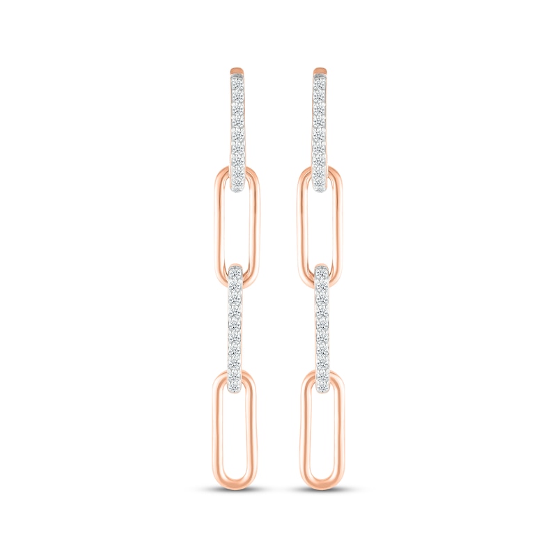 Main Image 2 of Diamond Paperclip Dangle Earrings 1/4 ct tw 10K Rose Gold