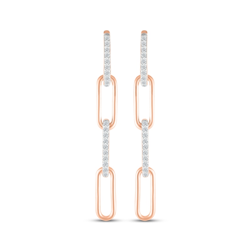 Diamond Paperclip Dangle Earrings 1/4 ct tw 10K Rose Gold