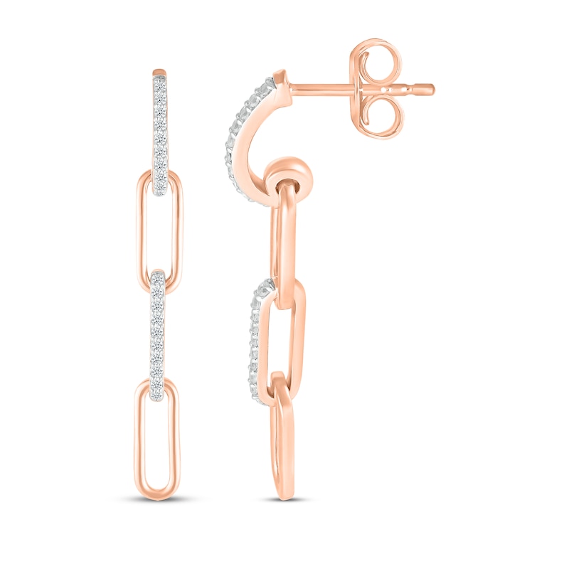 Diamond Paperclip Dangle Earrings 1/4 ct tw 10K Rose Gold