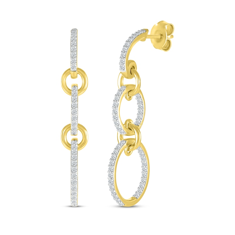 Main Image 1 of Diamond Circle Link Dangle Earrings 1/2 ct tw 10K Yellow Gold