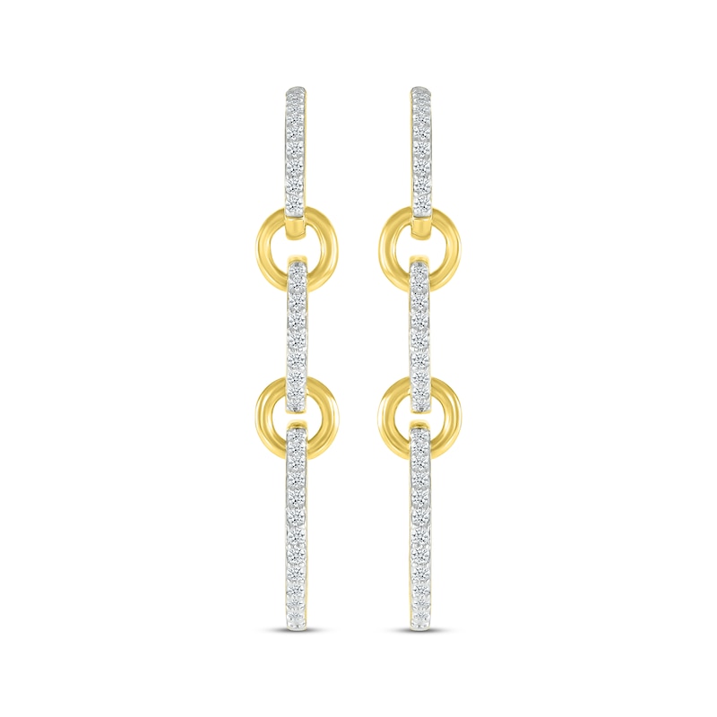 Main Image 2 of Diamond Circle Link Dangle Earrings 1/2 ct tw 10K Yellow Gold
