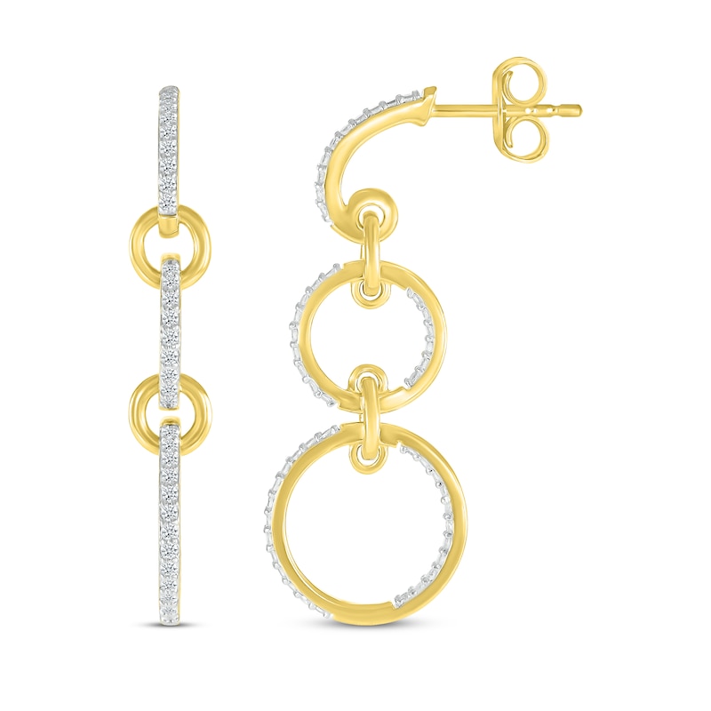 Main Image 3 of Diamond Circle Link Dangle Earrings 1/2 ct tw 10K Yellow Gold