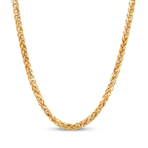 Wheat Chain Necklace 2.5mm Hollow 10K Yellow Gold 22"