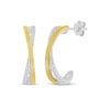 Thumbnail Image 1 of Diamond Crossover Open Hoop Earrings 1/5 ct tw Sterling Silver & 10K Yellow Gold