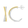 Thumbnail Image 3 of Diamond Crossover Open Hoop Earrings 1/5 ct tw Sterling Silver & 10K Yellow Gold