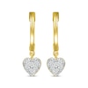 Thumbnail Image 2 of Multi-Diamond Heart Dangle Hoop Earrings 1/8 ctw tw 10K Yellow Gold