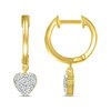 Thumbnail Image 3 of Multi-Diamond Heart Dangle Hoop Earrings 1/8 ctw tw 10K Yellow Gold