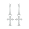 Thumbnail Image 2 of Diamond Gothic-Style Cross Dangle Hoop Earrings 1/15 ct tw Sterling Silver