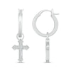 Thumbnail Image 3 of Diamond Gothic-Style Cross Dangle Hoop Earrings 1/15 ct tw Sterling Silver