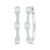 Thumbnail Image 0 of Baguette & Round-Cut Diamond Oval Hoop Earrings 1/2 ct tw Sterling Silver