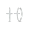 Thumbnail Image 1 of Diamond Cross Hoop Earrings 1/6 ct tw Sterling Silver