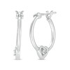 Thumbnail Image 1 of Diamond Heart Profile Hoop Earrings 1/20 ct tw Sterling Silver