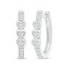 Thumbnail Image 1 of Diamond Stacked Heart Hoop Earrings 1/8 ct tw Sterling Silver