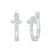Thumbnail Image 0 of Diamond Cross Hoop Earrings 1/5 ct tw Sterling Silver