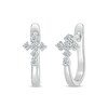 Thumbnail Image 0 of Diamond Cross Hoop Earrings 1/5 ct tw Sterling Silver