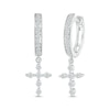 Thumbnail Image 1 of Diamond Cross Dangle Hoop Earrings 1/3 ct tw Sterling Silver