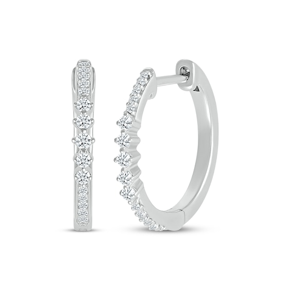 Diamond Graduated Hoop Earrings 1/5 ct tw Sterling Silver